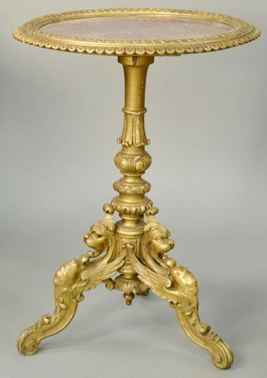 French Carved and Giltwood Circular Marble Top Stand