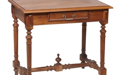 French Henry II Style Carved Walnut Writing Table, 20th c., H.- 28 1/2 in., W.- 31 1/2 in., D.- 21 i