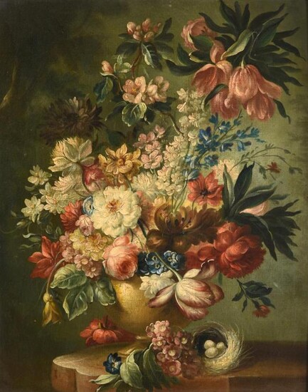 French School (19th/20th century) Still life with Roses,Tulips and a...
