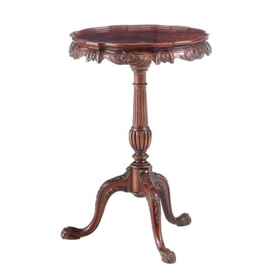 George III Style Carved Mahogany Tripod Table, 20th Century