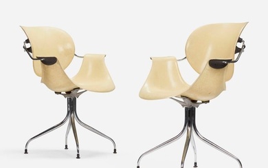 George Nelson & Associates, Swag Leg chairs model MAA, pair