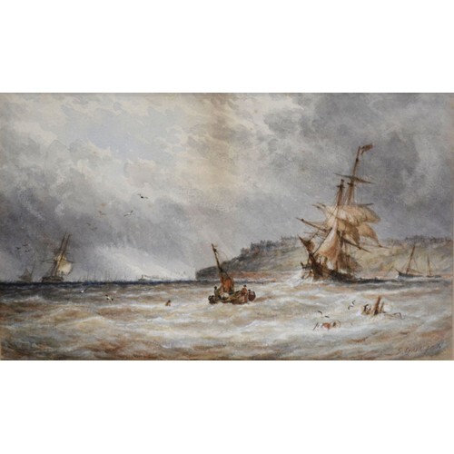George Stainton 'On The Mersey Stormy Weather' watercolour s...