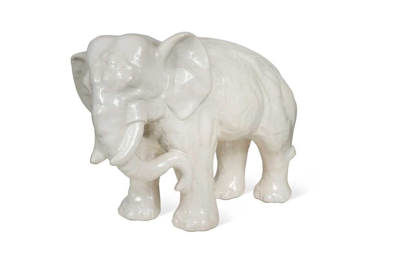 Gertrud Kudielka for L. Hjorth, a large white glazed stoneware model of an elephant, circa 1930s