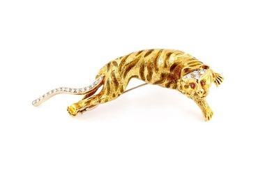 Gold Tiger Brooch