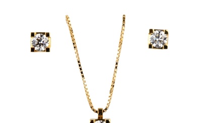 Gold pendant and earrings with diamonds. Giorgio Visconti.
