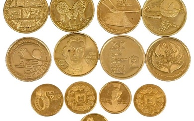 Group of 13 State of Israel Gold Coins
