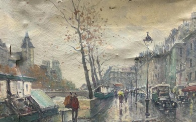 HENRI RENARD Paris Street Scene Oil Painting