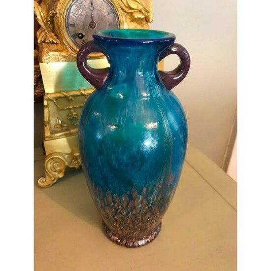 Hand Blown Art Glass Amphora Vase
