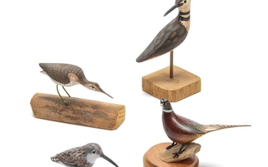 Hand-Painted Wood Bird Sculptures