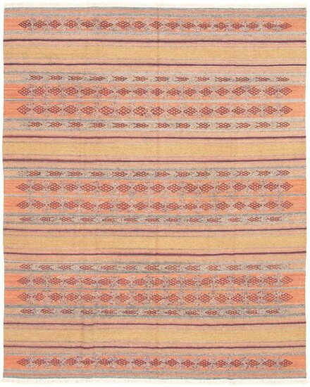 Hand woven Bohemian Copper Wool Kilim 8'1" x 10'2"