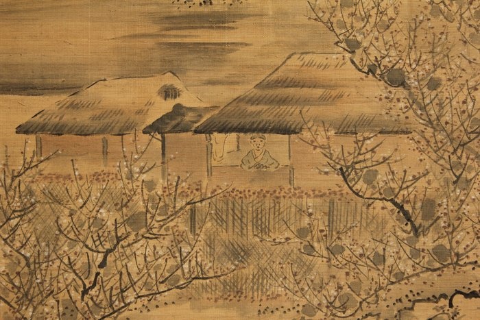 Hanging scroll, Hanging scroll painting - Silk, Wood - With signature and seal Toyohiko 豊彦 - Japan - Late Edo period