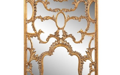 ITALIAN GILTWOOD ROCAILLE DECORATED WALL MIRROR