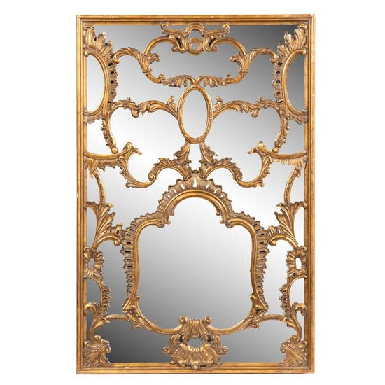 ITALIAN GILTWOOD ROCAILLE DECORATED WALL MIRROR