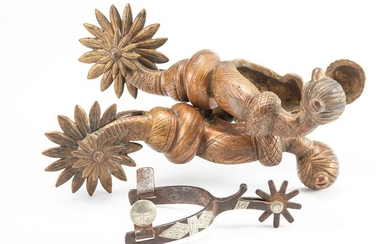 Incredible oversized pair of bronze Spurs, all hand