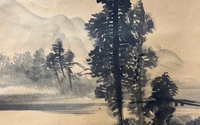 Ink landscape painting - Kawabata Gyokushō 川端玉章 (1842-1913) - Japan - Meiji period (1868-1912)