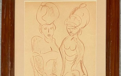 Irma Stern 1952 Charcoal & Pencil on Paper Art: 11.5" x 8.3"