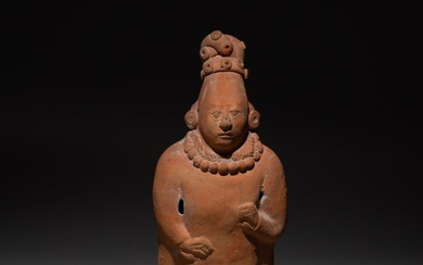 Isla de Jaina, Maya, Mexico Terracotta Fine Figure. 250 - 700 AD. 21.5 cm height. Spanish Import License. RARE!