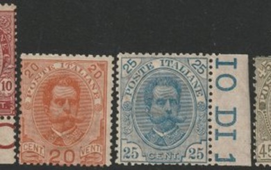 Italy Kingdom 1891/96 - Umberto 3rd issue, complete, intact and rare set, 3 certificates - Sassone S.8