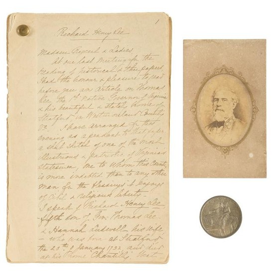 Items Associated with Robert E. Lee, Including Rare CDV