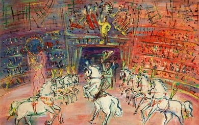 Jean Dufy, 1888 Le Havre – 1964 Boussay, AU CIRQUE, PARADE ÉQUESTRE, UM 1910