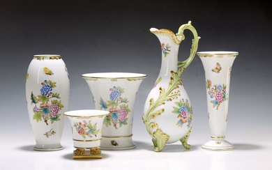 Jug and four various vases, Herend, 20th c.,...