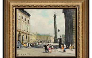 Jules R. Herve Original Oil Painting On Canvas Paris Signed Paris Cityscape Rare