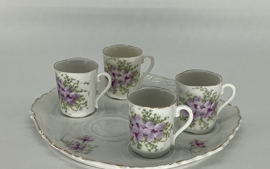 Kuznetsovsky, coffee set. Hand painted. Thin and elegant. Russian Empire Service for the boudoir of a famous lady. Such small cups were made for the strongest coffee (now restretto)nCollectible rarity