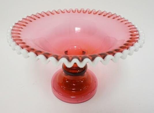 LARGE CRANBERRY GLASS COMPOTE