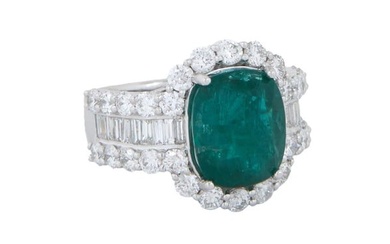 Lady's Platinum Emerald and Diamond Ring, Total Diamond Wt.- 2.72 cts., with appraisal.