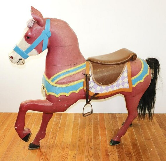 Large Antique Paint Decorated Carousel Horse