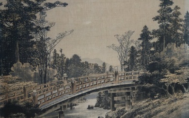 Large Japanese silk embroidery, Meji period