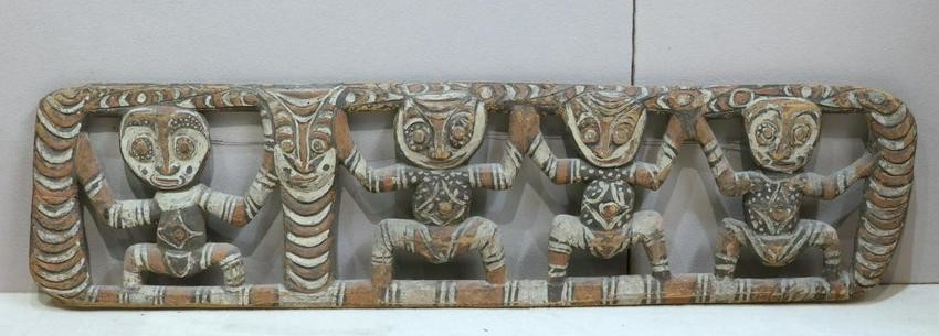Large Yamok Hand Carved Wooden Wall Hanging