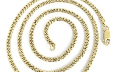 Long Cuban Curb Chain Necklace 18K Yellow Gold, 21.25 Inches, 3 mm, 16.52 Grams