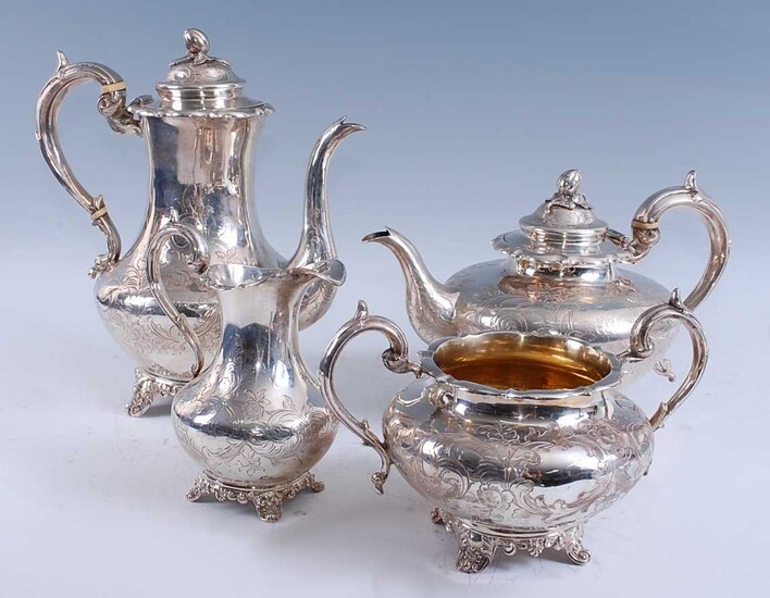 A Victorian silver four-piece tea set