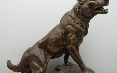Louis-Albert Carvin (1875–1951) - Dog, Sculpture - Zamac - Early 20th century