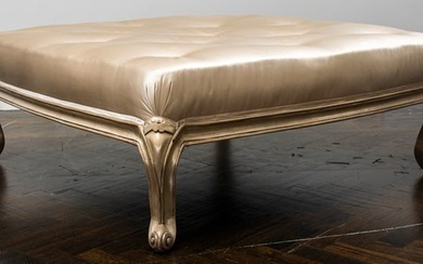 Louis XV Style Large Silvered Wood Ottoman