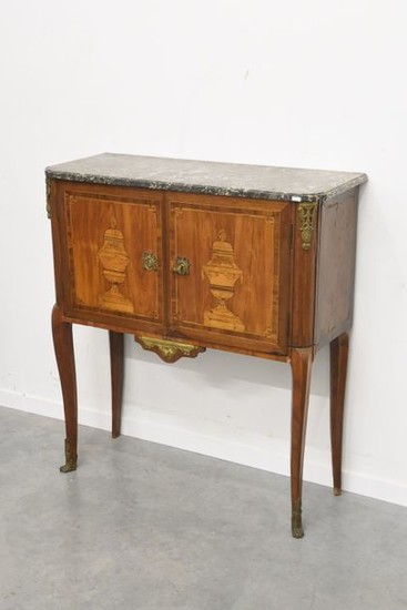 Louis XVI period marquetry sideboard with floral basin...