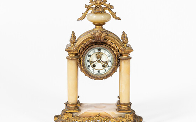Louis XVI-style Brass and Alabaster Mantel Clock