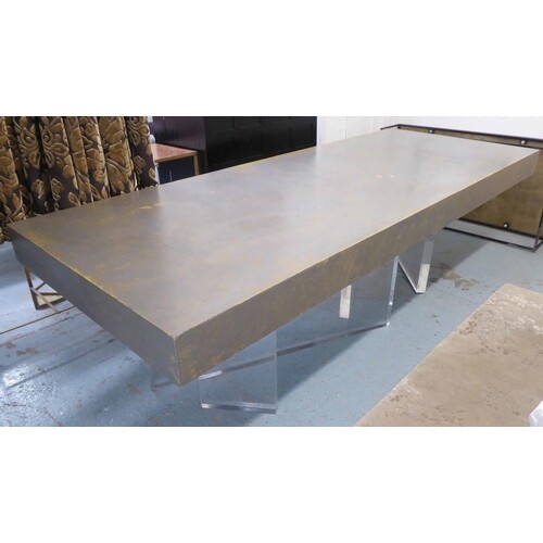 MANNER OF JEFFREY BIGELOW DINING TABLE, rectangular silver w...