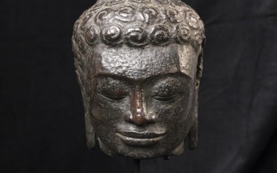 Magnificent 11thC Dvarati Bronze Buddha Head.