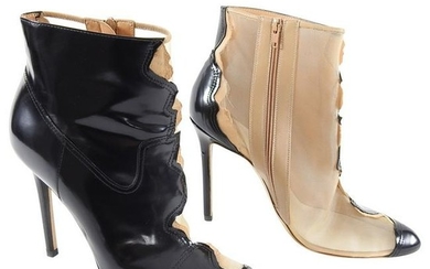Maison Margiela Nude and Black Half Mesh Ankle Boots