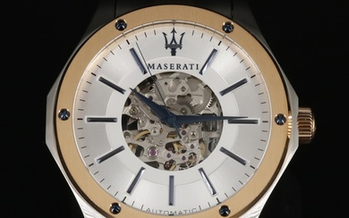 Maserati Circuito Automatic Two-Tone Stainless Steel Skeleton Wristwatch