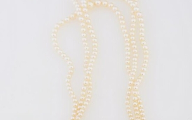 Mikimoto Cultured Pearl, Silver Necklace.