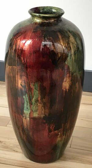 Modern Enameled Metal Tall Vase