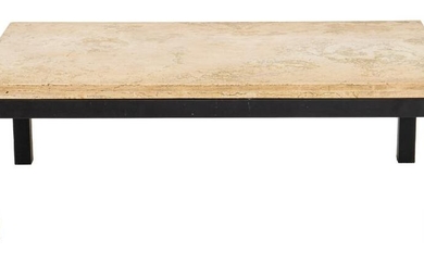 Modern Parsons Travertine Steel Low Table