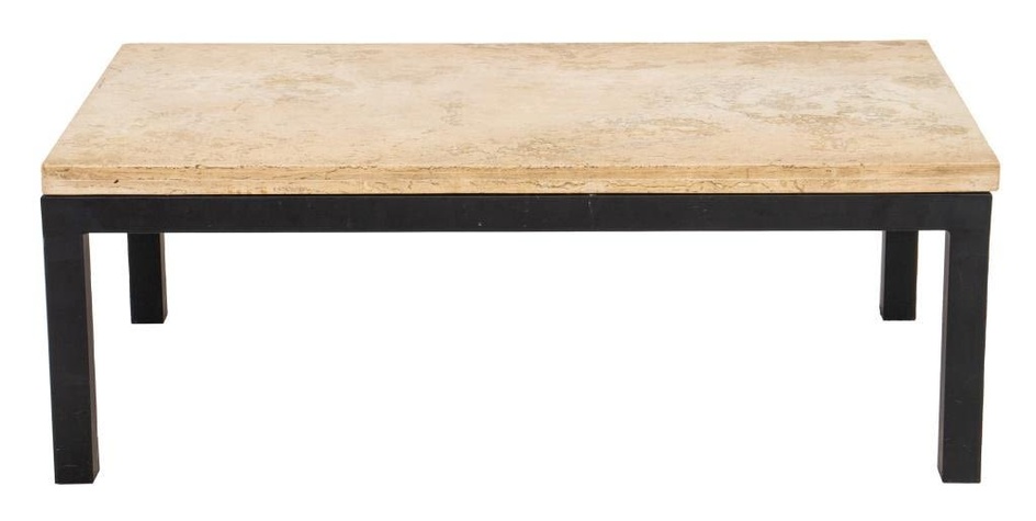 Modern Parsons Travertine Steel Low Table