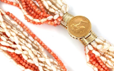 Necklace - 18 kt. Yellow gold, GBP Coral