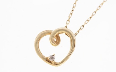 Necklace Heart motif Natural diamond 0.01 ct K10YG Yellow gold pendant