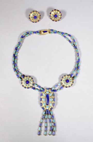 Necklace & Earrings 18K Turquoise Lapis Lazuli