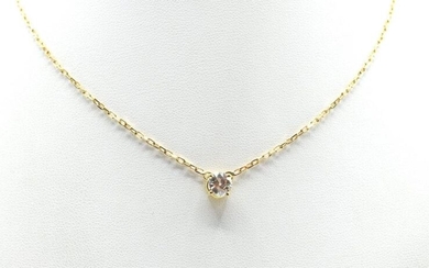 Necklace with attached charm in 18 ct yellow gold set with 1 antique cut diamond +/- 0.85 ct (chipped stone) - 4.8 g (40 cm)